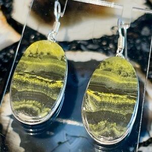 Indonesian Buzzing Bumblebee Jasper Earrings 1 7/8”